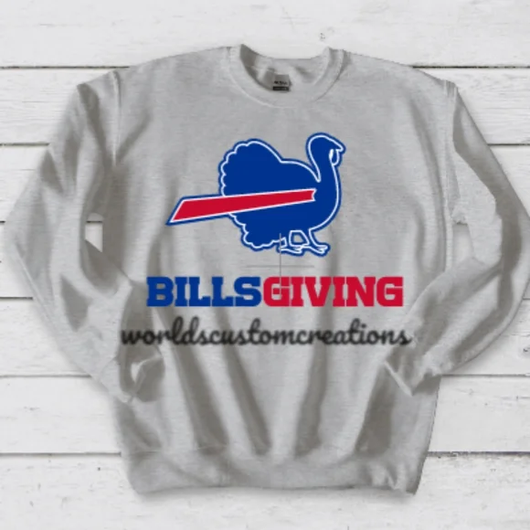 Bills Giving Thanksgiving football crewneck sweatshirt - Picture 2 of 3